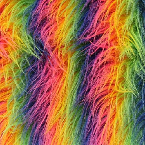 Faux Fur Fabric Long Pile Gorilla Rainbow Stripes / 60 Wide/Sold ...